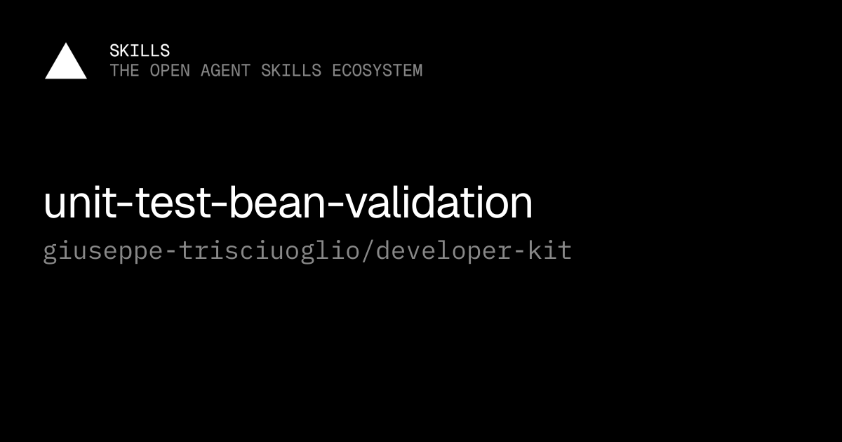 unit-test-bean-validation — giuseppe-trisciuoglio/developer-kit